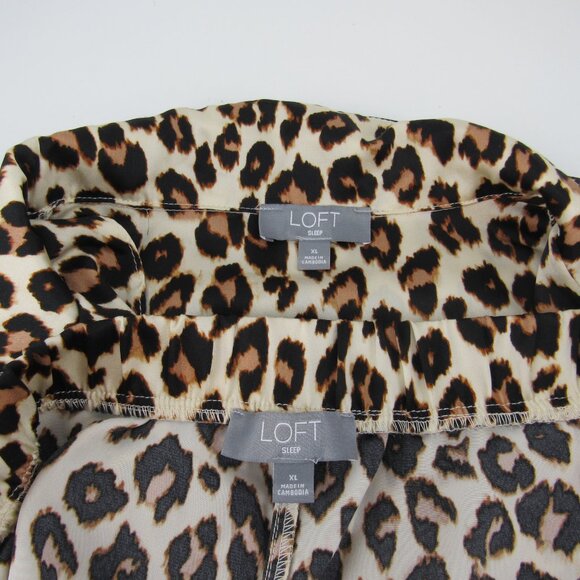 Loft Sleep Women Satin Notch Collar Sleep Set Polyester Leopard Pattern Size XL - Picture 9 of 9